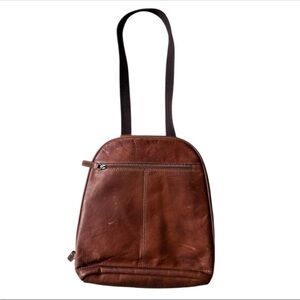 Jack Georges Voyager Brown Leather Small Backpack Shoulder Bag